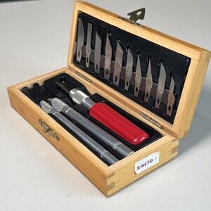Boxed Set of X-acto Knives Comes In Wooden Box